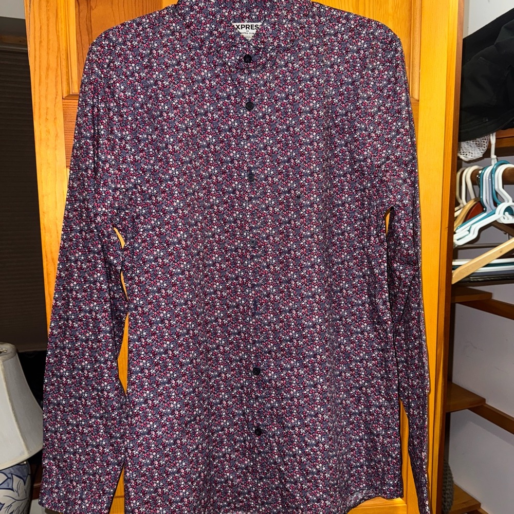 Express Men's Multicolor Floral Button Down Shirt